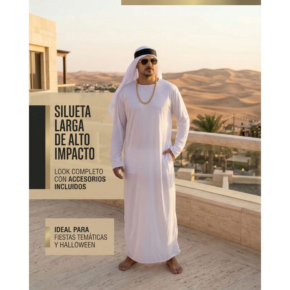 Disfraz Cosplay Jeque Arabe Adulto Halloween Tunica image number 7.0
