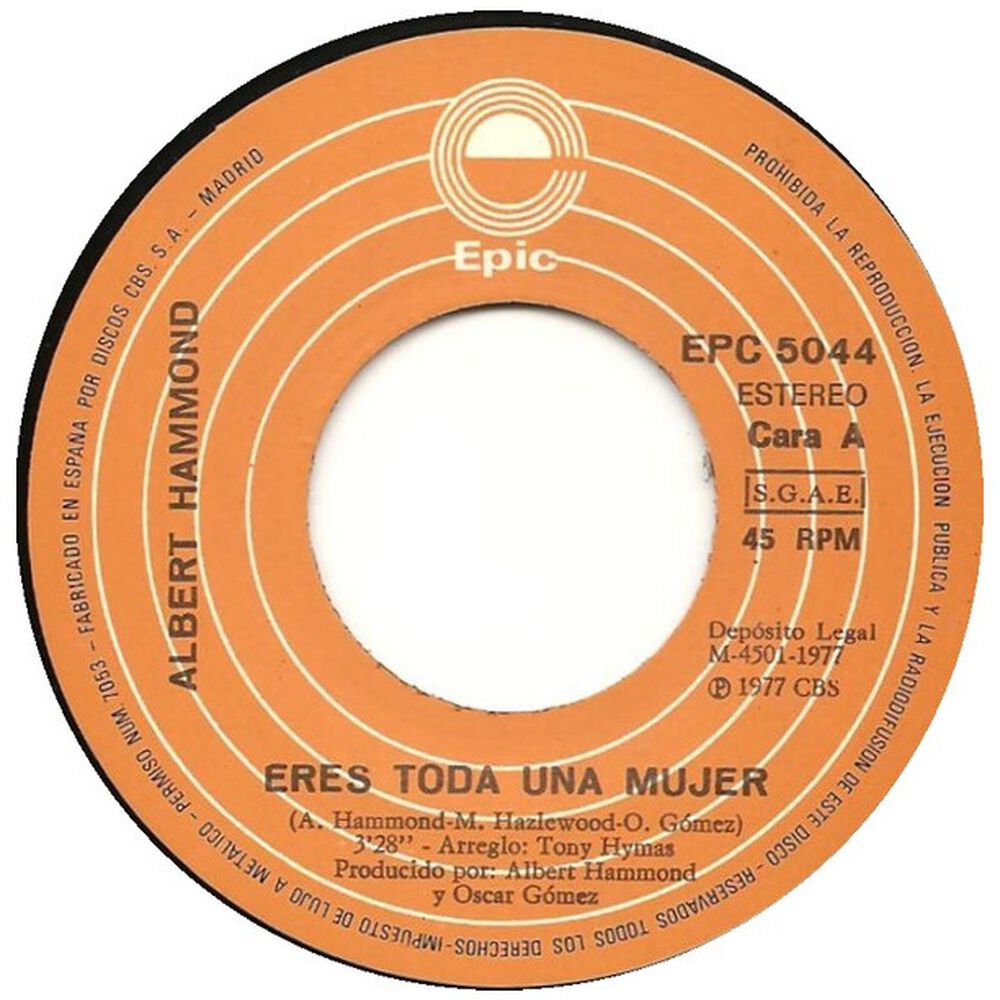 Albert Hammond - Eres Toda Una Mujer | 7" Single Usado image number 2.0