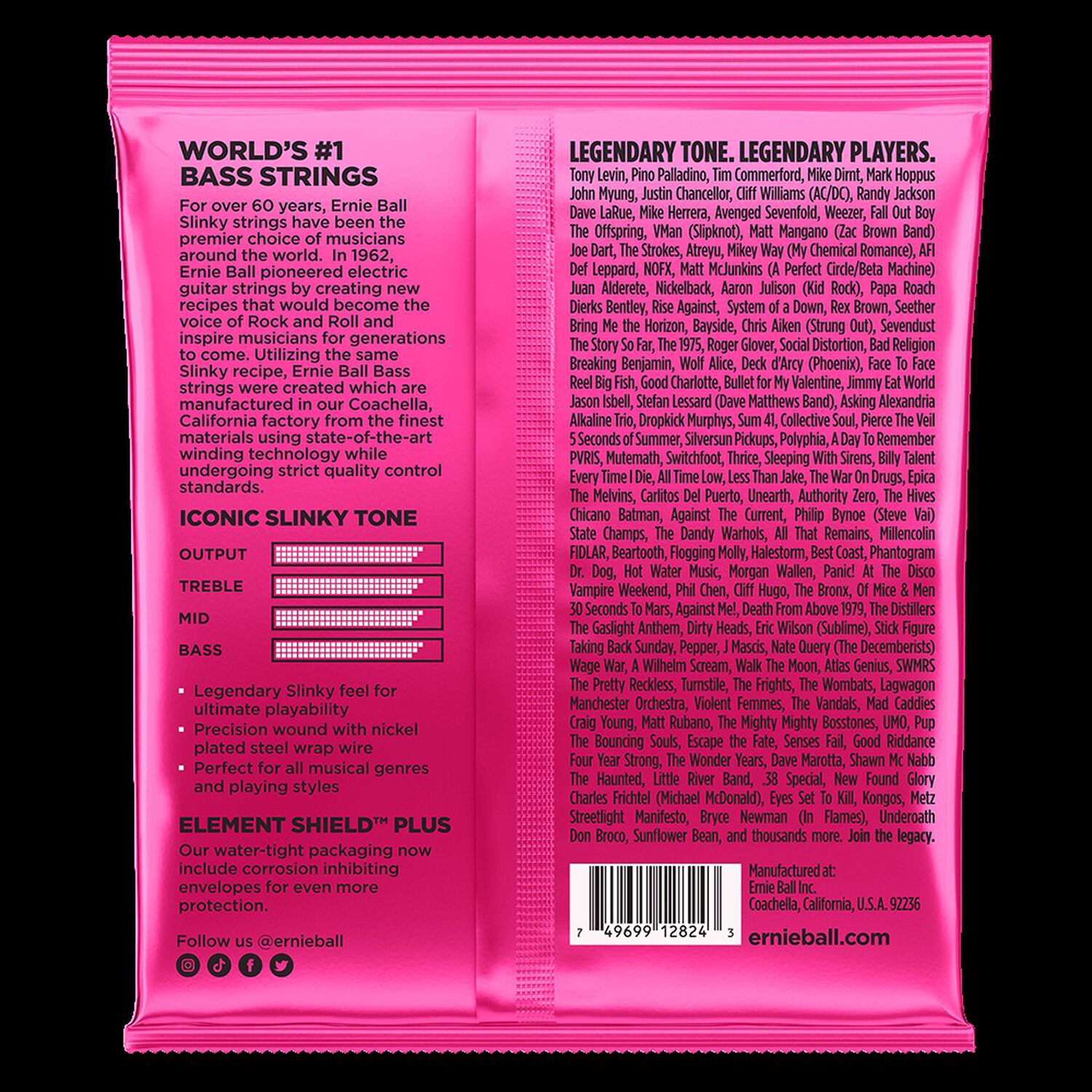 Cuerdas Bajo El&eacute;ctrico De 5 Super Slinky 40-125 Ernie Ball 2824 image number 1.0