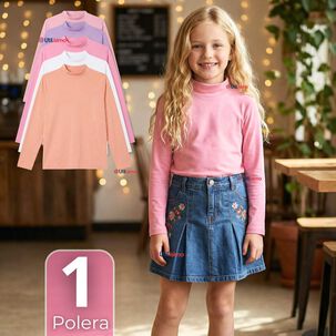 Polera Camiseta Bamb&uacute; Cuello Beatle Primera Capa Manga Larga Colores Surtido Ni&ntilde;a