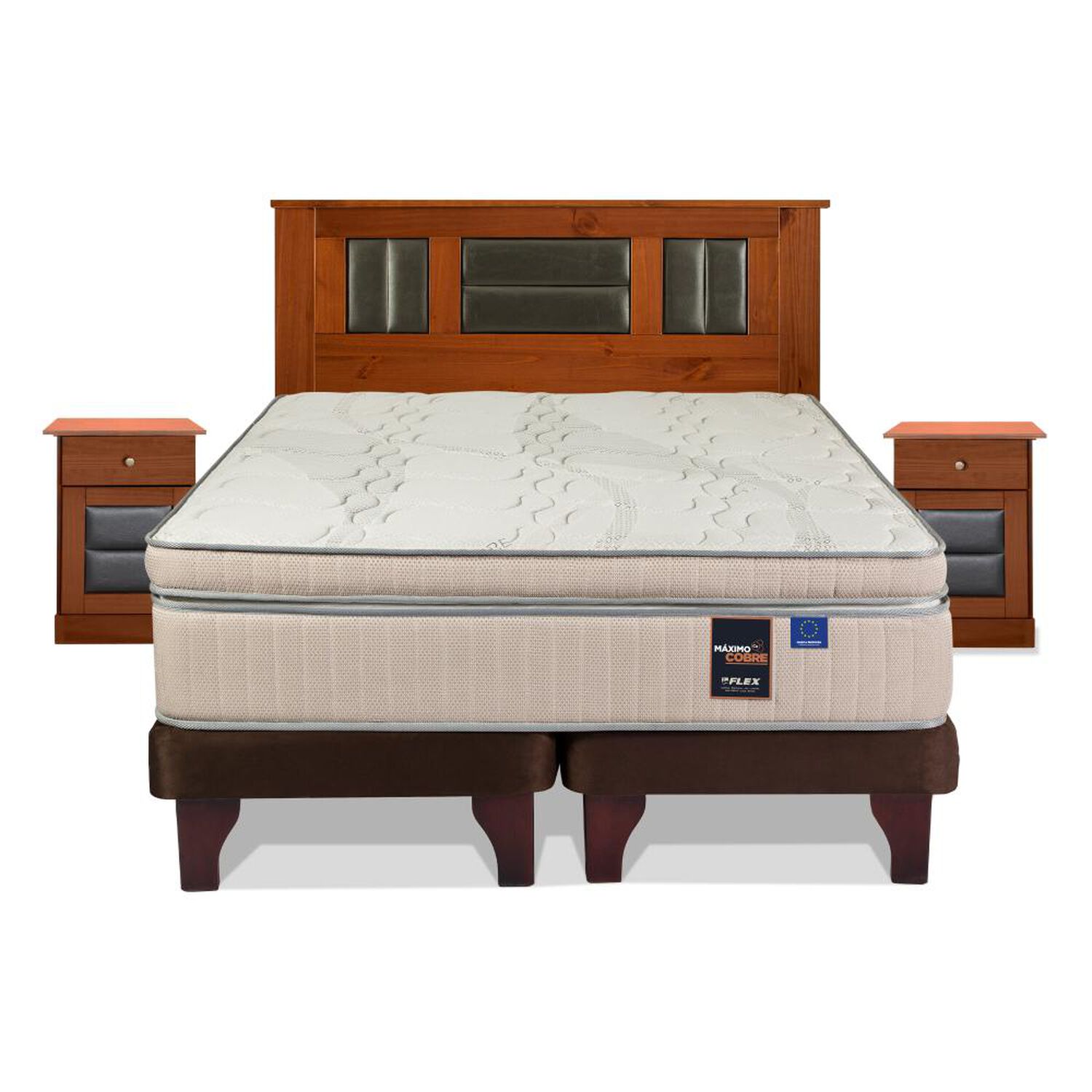 Cama Europea Flex M&aacute;ximo Cobre / 2 Plazas / Base Dividida + Set De Maderas image number 1.0