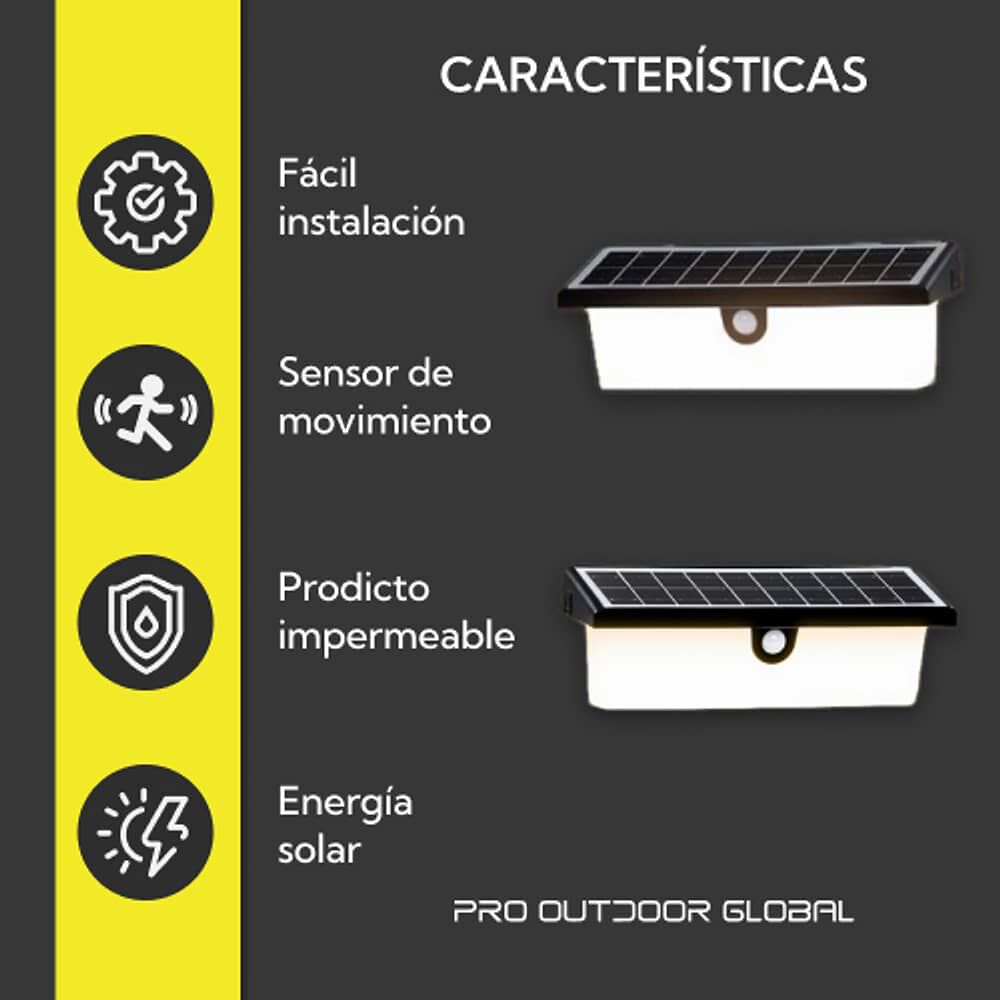 Aplique Solar Rectangular Contra Agua Con Sensor De Movimiento image number 4.0
