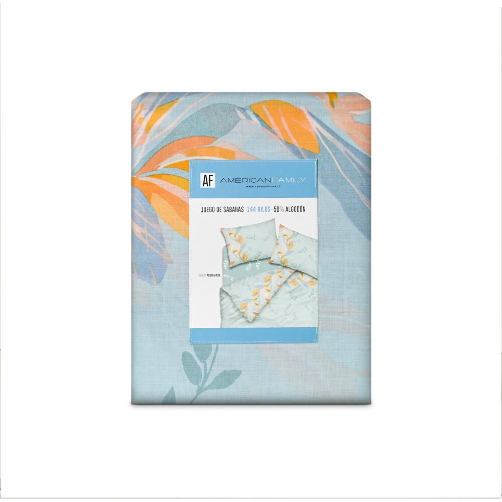 Juego De Sábanas American Family Aquamarine / 2 Plazas / 144 Hilos image number 3.0