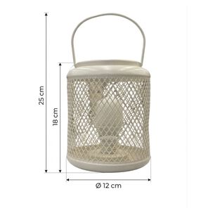Farol Metal Rejilla Decorativo Blanco