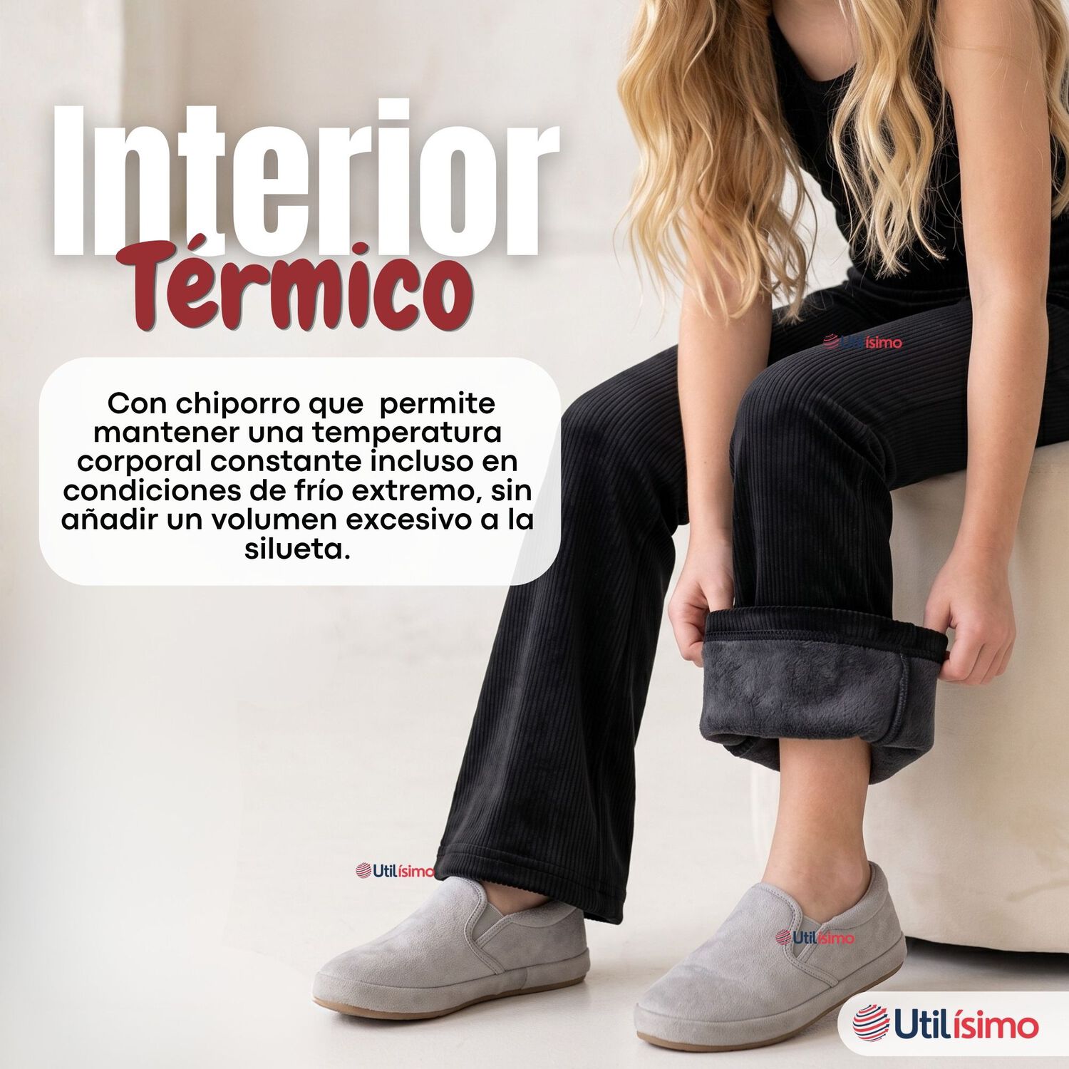 Calza Pantal&oacute;n Palazzo Polar Con Chiporro Ni&ntilde;a Elasticada T&eacute;rmica Negra image number 4.0