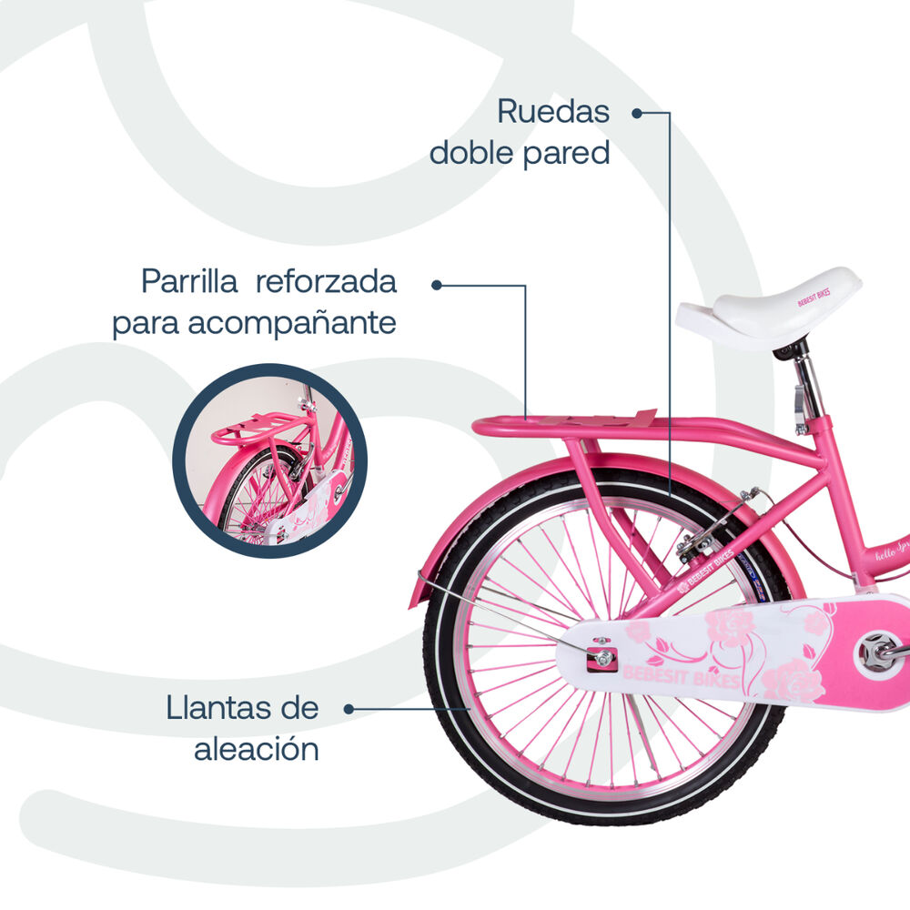 Bicicleta Infantil Queen Aro 20 Rosada Bebesit image number 3.0