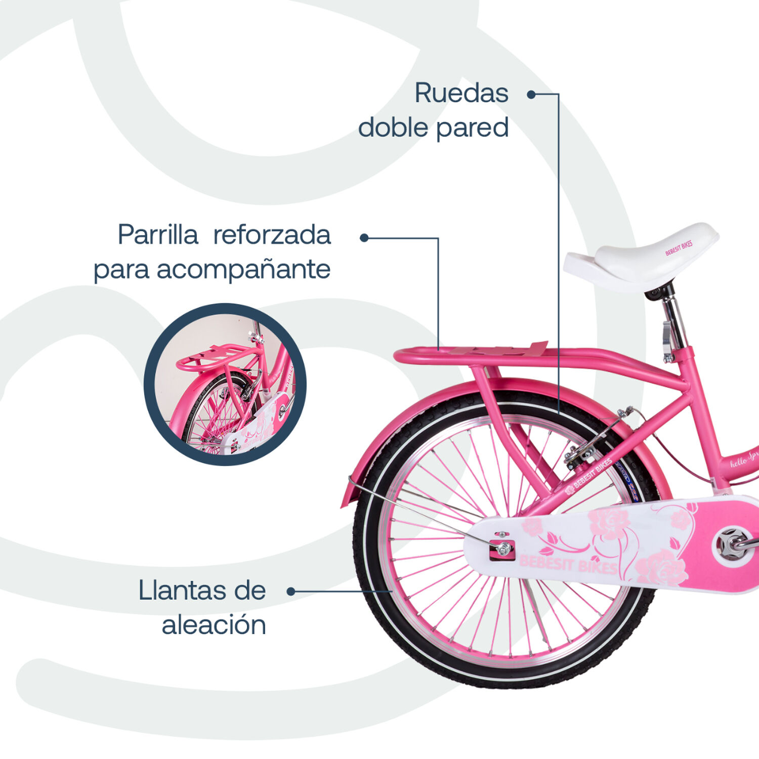 Bicicleta Infantil Queen Aro 20 Rosada Bebesit image number 4.0