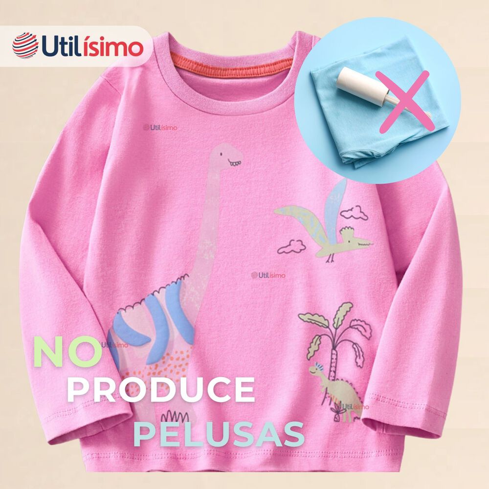 Polera Manga Larga Niña 100% Algodón Dinosauro Fucsia Camiseta image number 9.0