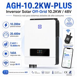 Inversor Solar Con Wifi H&iacute;brido De 10200w Con Potencia M&aacute;xima 20400w