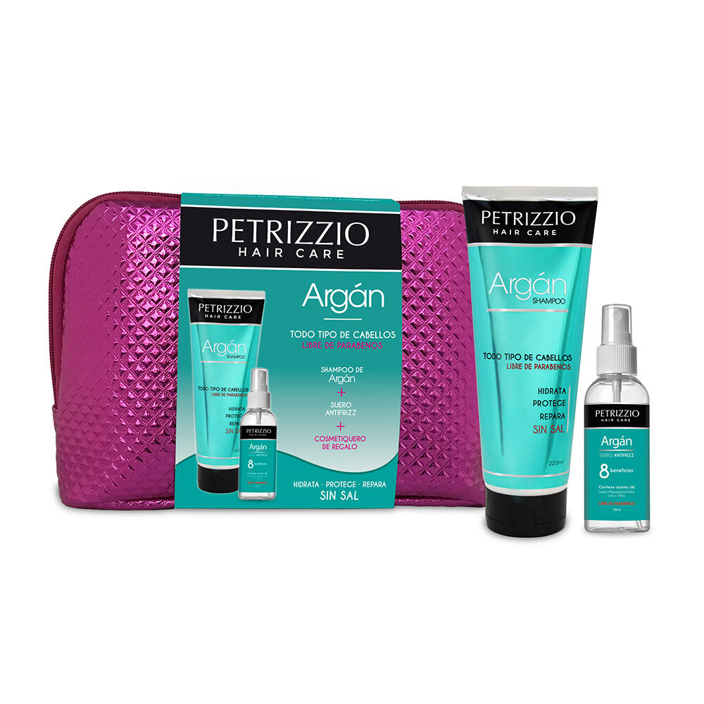 Shampoo Petrizzio Hair Care Argan + Suero Antifrizz + Cosmetiquero image number 0.0