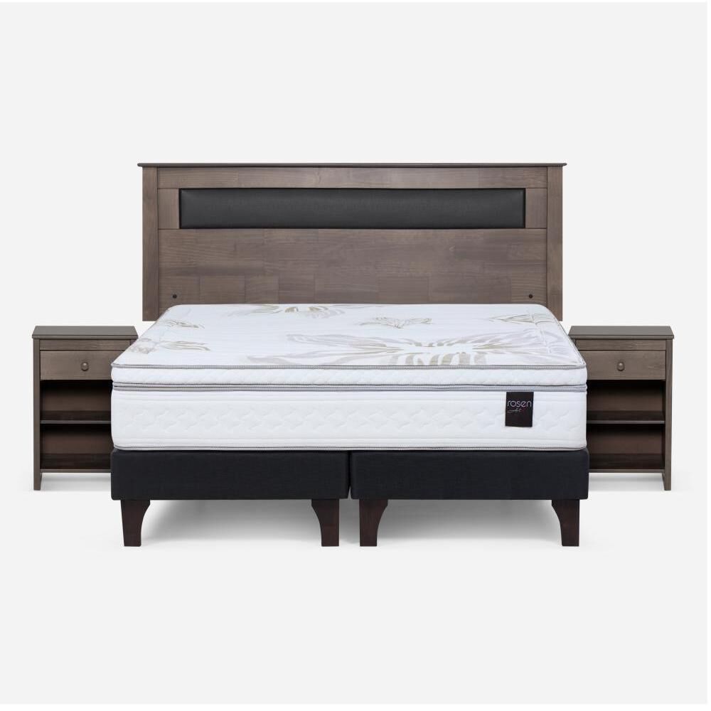 Cama Europea Rosen Art 4 / 2 Plazas / Base Dividida  + Set Maderas Ferrara Gris image number 0.0
