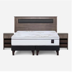 Cama Europea Rosen Art 4 / 2 Plazas / Base Dividida  + Set Maderas Ferrara Gris