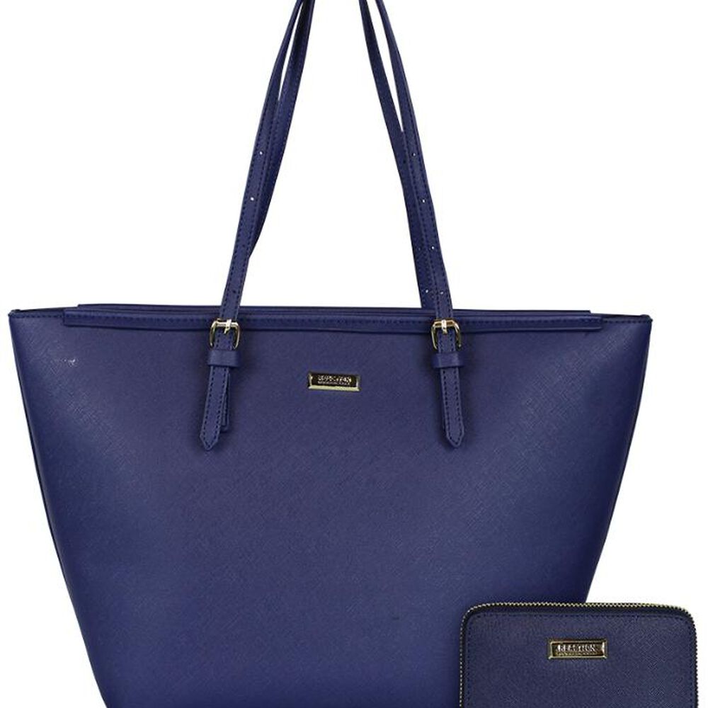Cartera Tempo + Billetera Trifold Azul Oscuro Kenneth Cole image number 0.0