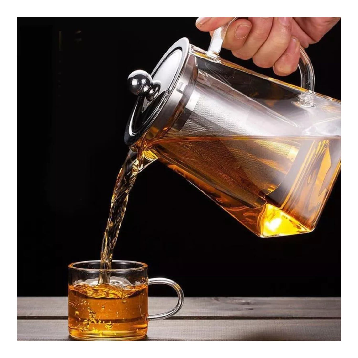 Tetera Infusora De Te Vidrio Cuadrado Piramide 550ml Infusiones image number 1.0