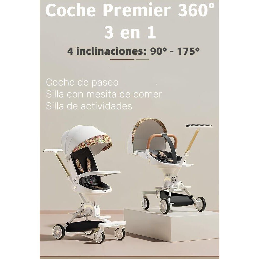 Coche De Paseo 360&deg; 3 En 1 Reclinable Lubabycas Blanco image number 5.0