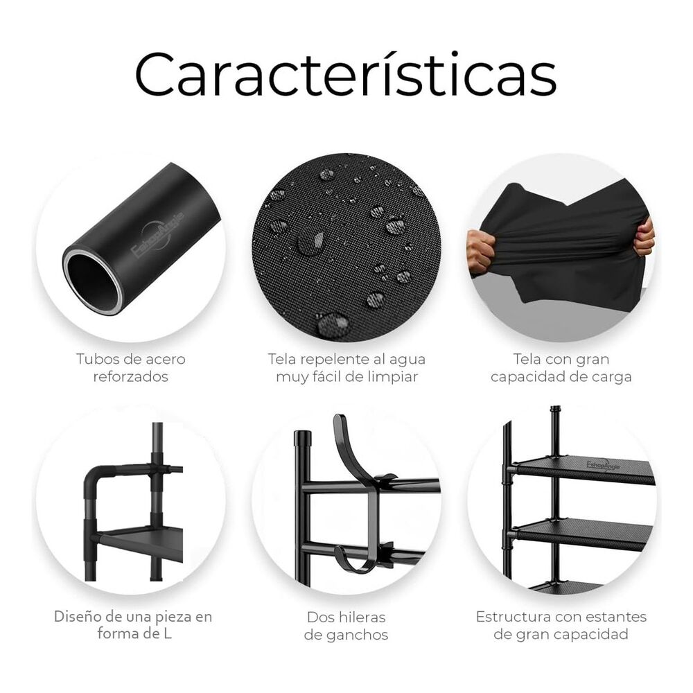 Organizador 2 En 1 Perchero Zapatero Metal 5 Niveles Negro image number 4.0