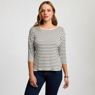 Polera Básica Manga 3/4 Cuello Redondo Mujer Kimera