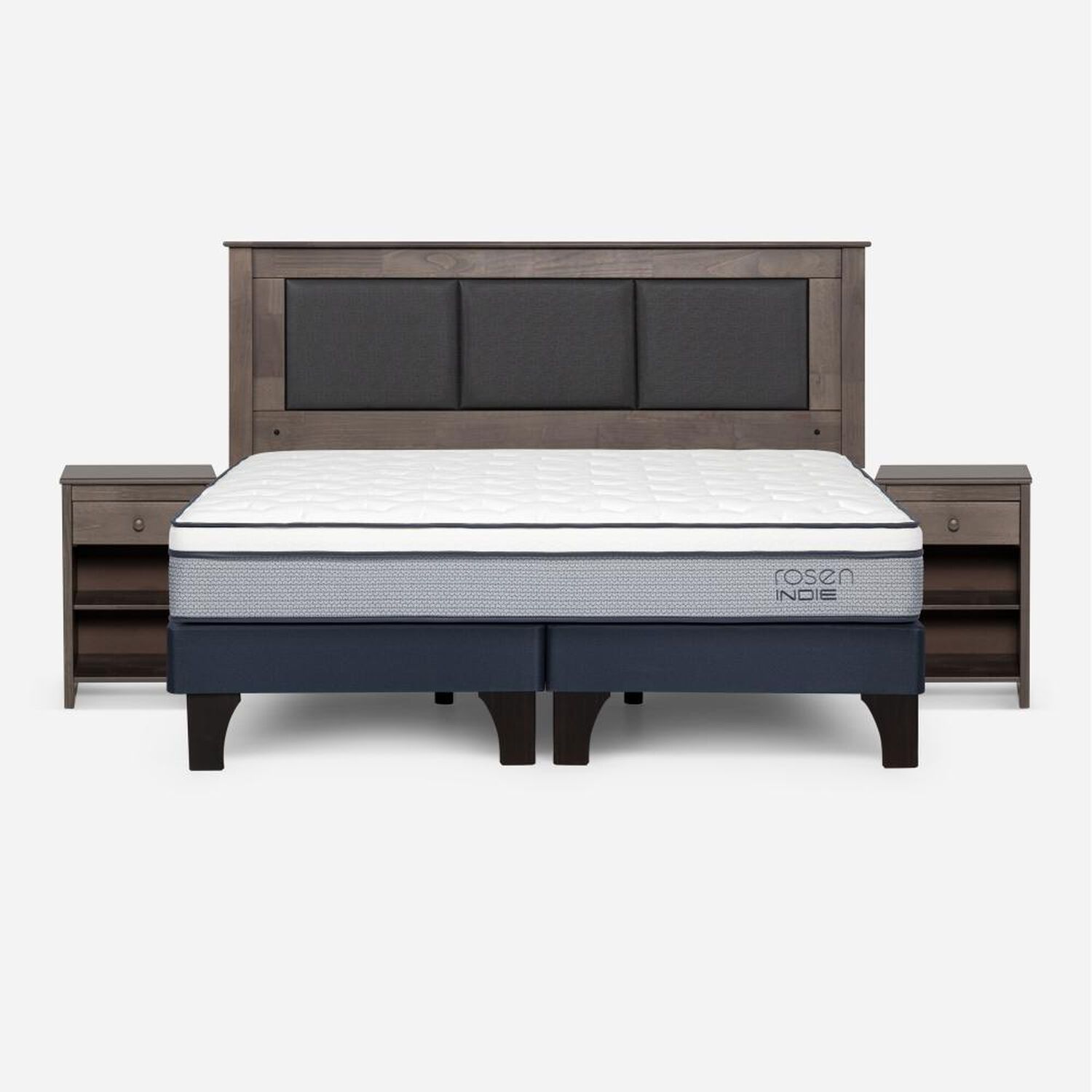 Cama Europea Rosen Indie / King / Base Dividida  + Set Maderas Rachel Gris image number 0.0