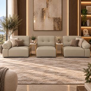 Sof&aacute; Modular Para Living 5 Personas Cl&aacute;sico G&eacute;nova Crema