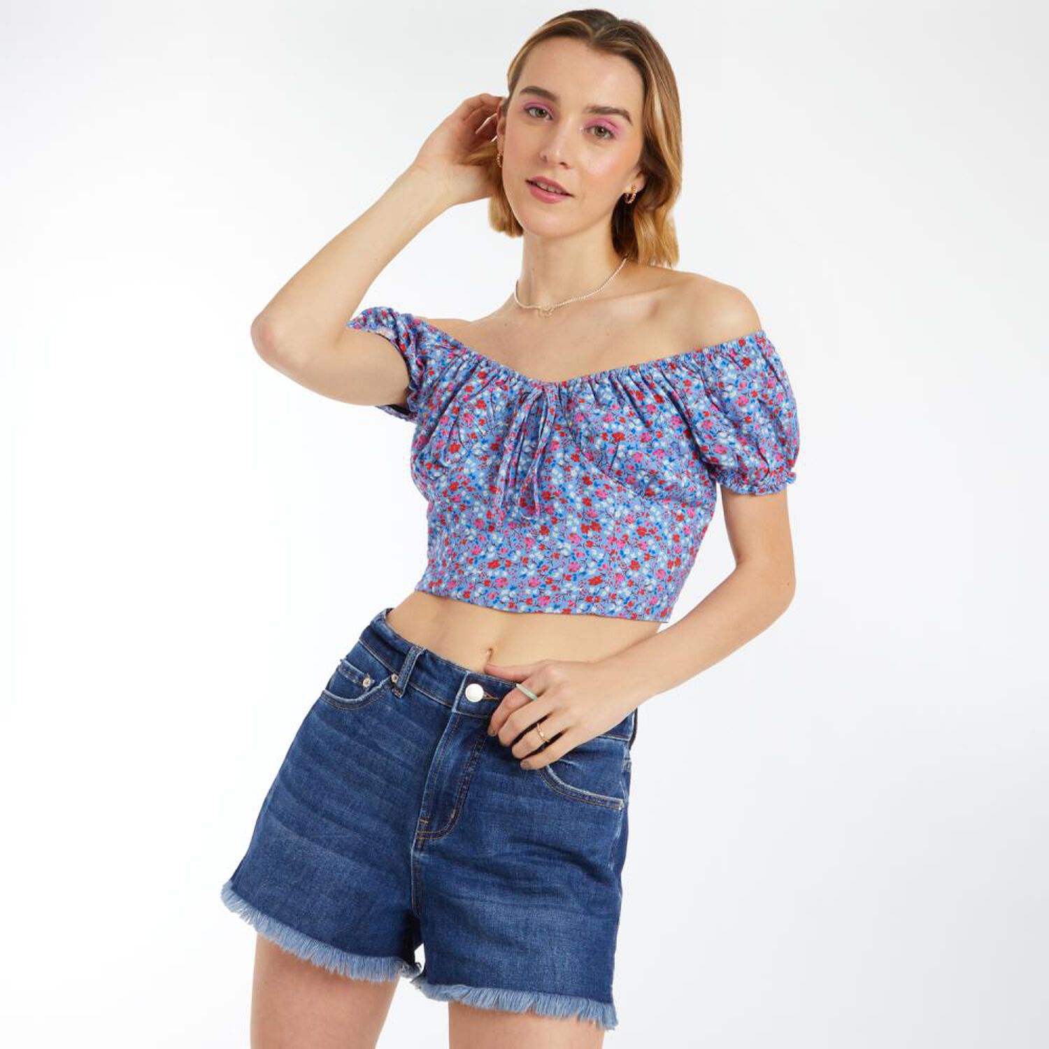 Blusa Cors&eacute; Manga Corta Cuello Cuadrado Mujer Freedom image number 2.0