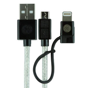 Cable 2 En 1 Micro Usb + Conector Lightning 1.80 Mts