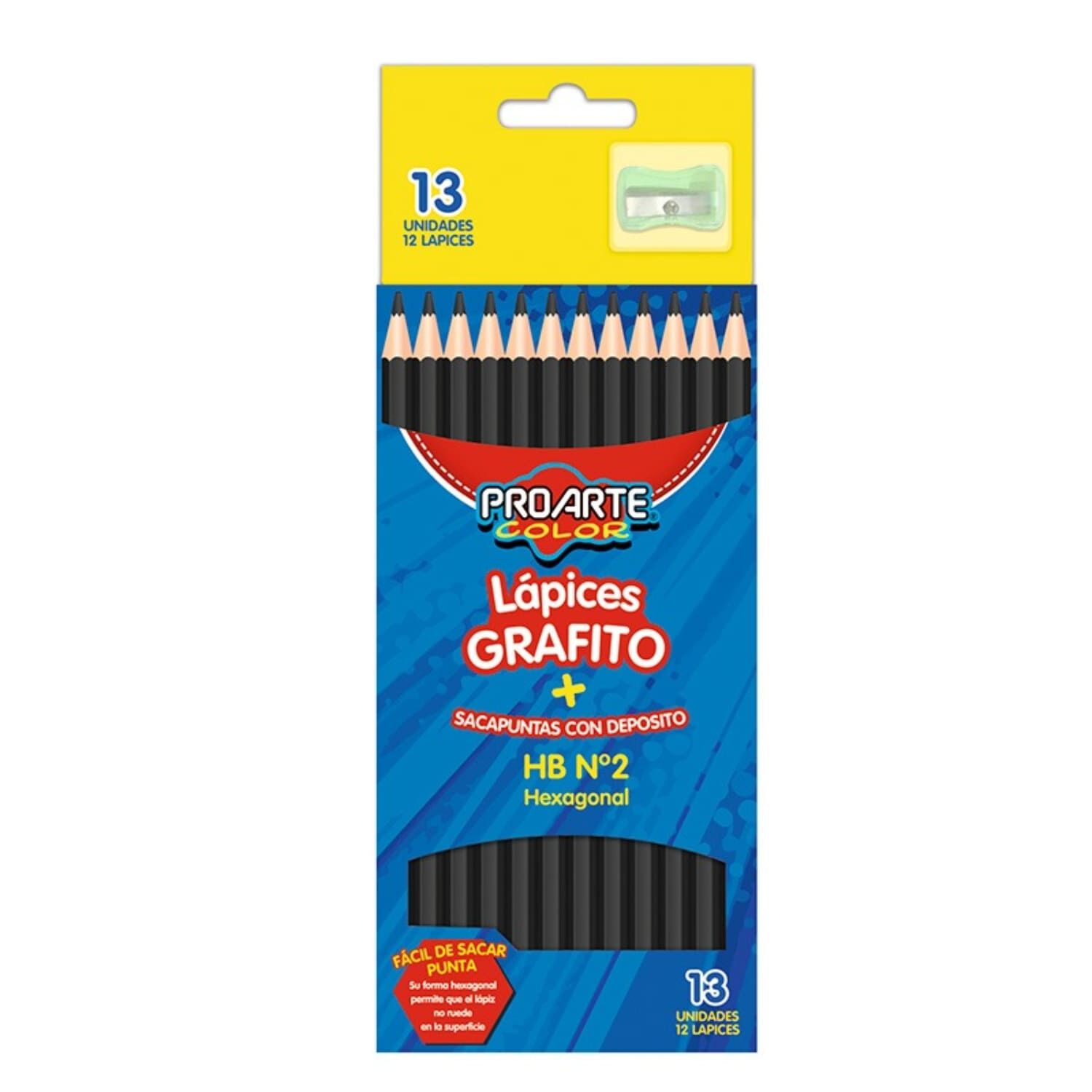 Pack X 4 L&aacute;pices Grafitos Hexagonal No. 2 12 Und + Sacapuntas Proarte image number 1.0