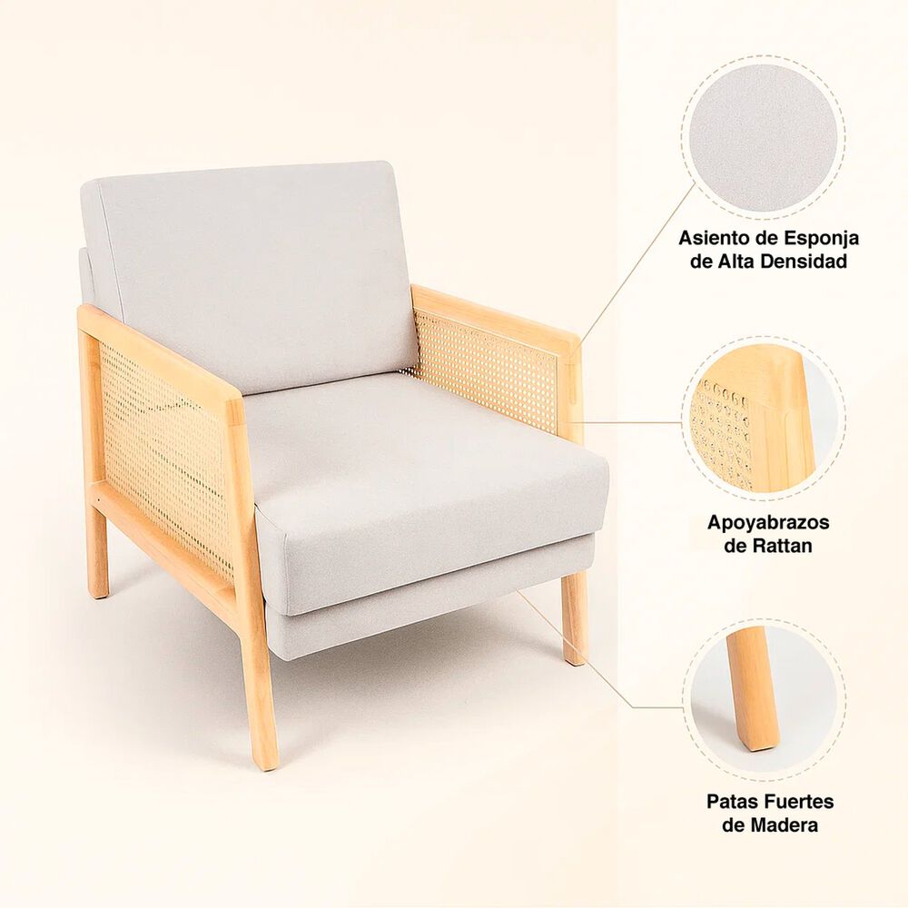 Sillon Madera Rattan Harmony - Gris image number 4.0