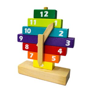 Puzzle De Madera Reloj Bloques Apilable Didáctico Montessori