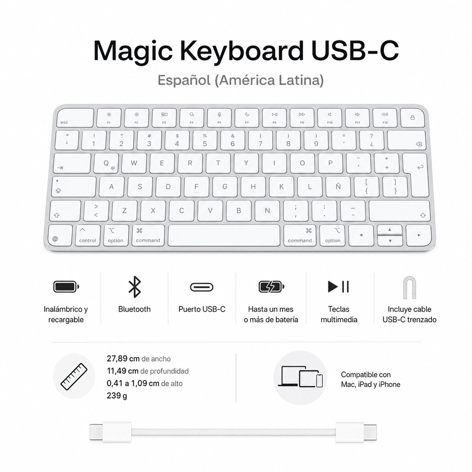 Teclado Apple Magic Whie Edition Espa&ntilde;ol Latioamerica image number 6.0