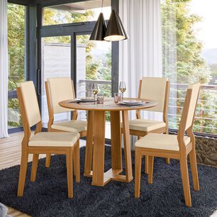 Juego De Comedor Ravello 100x100 Cm 4 Sillas Beige