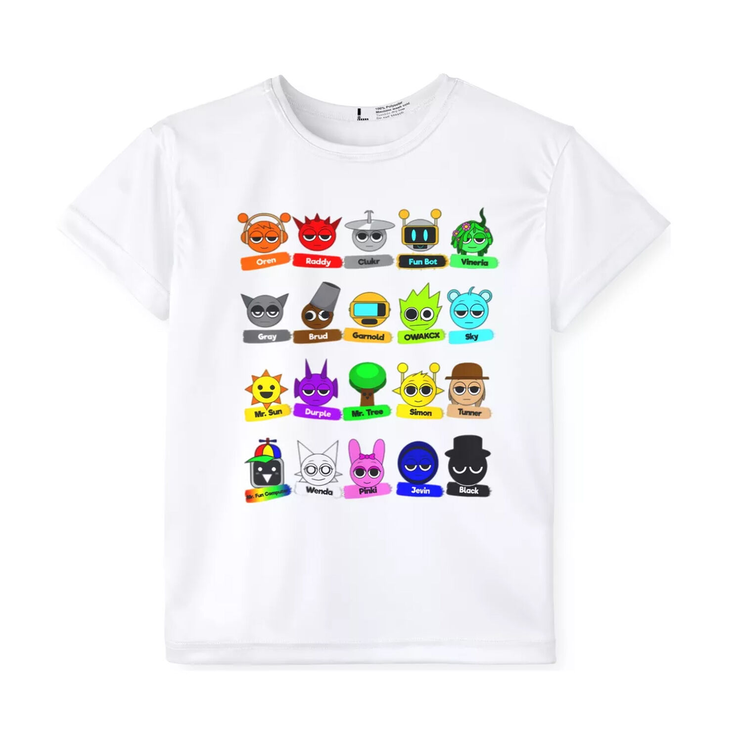 Polera Camiseta Blanca Ni&ntilde;os Sprunki Incredibox Videojuego image number 0.0