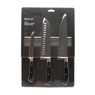 Block Magn&eacute;tico Con 3 Cuchillos Acero Cocina Wayu