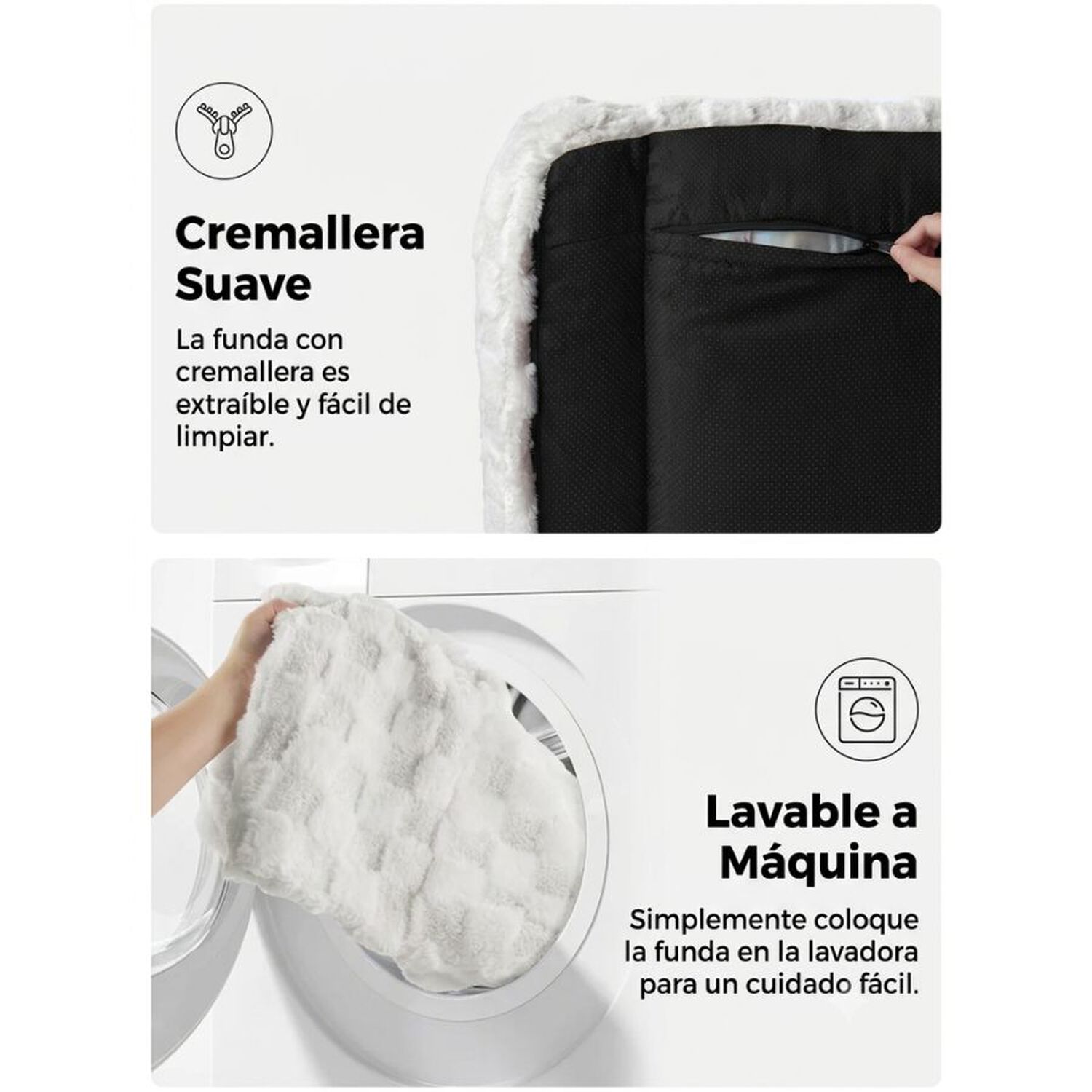 Cama Sof&aacute; Para Perros Y Gatos Dise&ntilde;o Cuadros Gris Lavable Talla L image number 6.0
