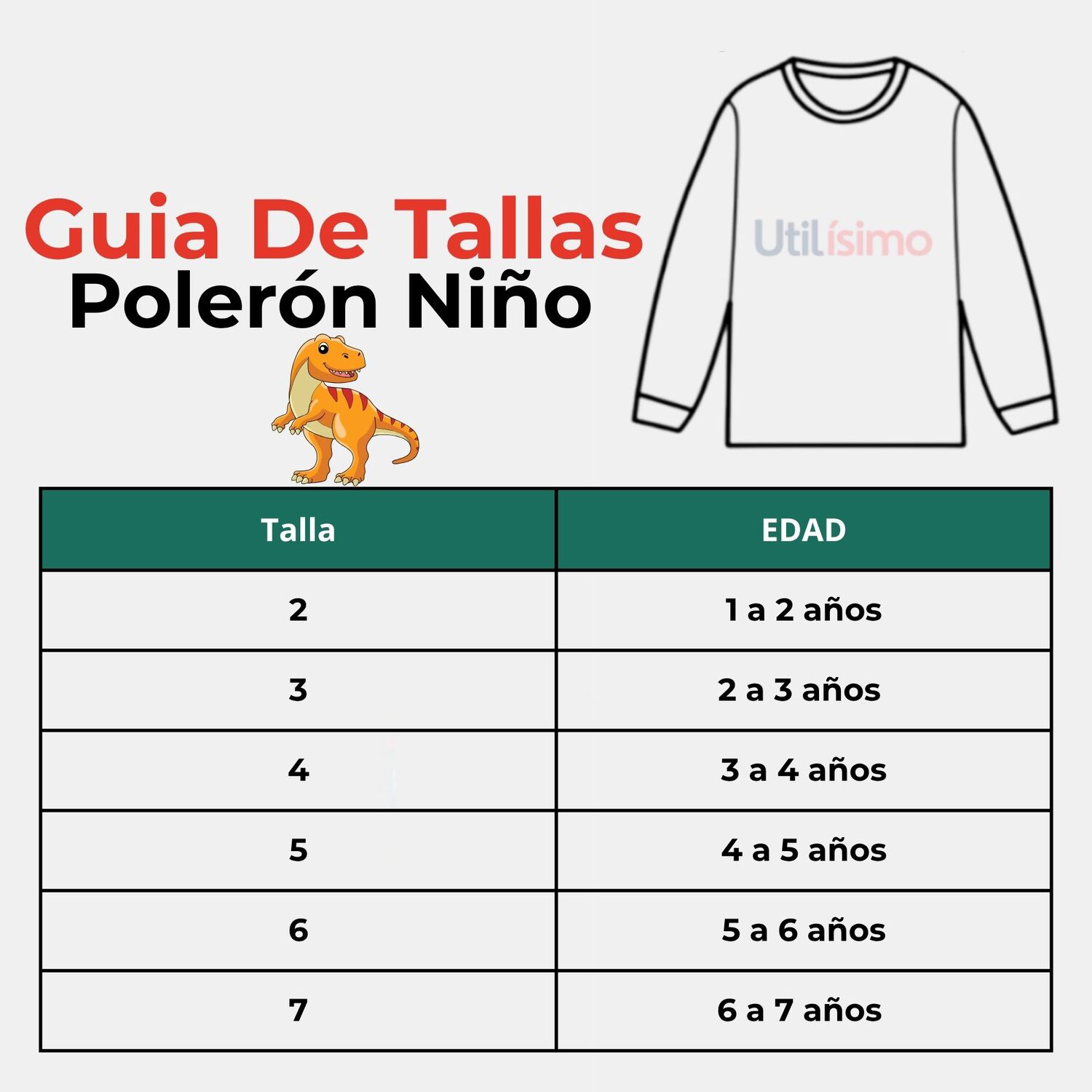 Poler&oacute;n Ni&ntilde;o Manga Larga 100% Algod&oacute;n Naranja Dinosaurios image number 2.0