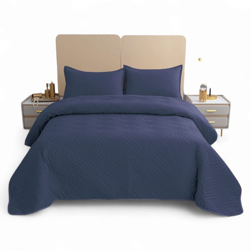 Cubrecama Quilt De Verano 2 Plazas Cobertor Para Cama 230x250cm Colcha Color Azul Marino image number 0.0