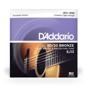 Set Cuerdas Guitarra Ac&uacute;stica 80/20 Blandas Ej13 Daddario