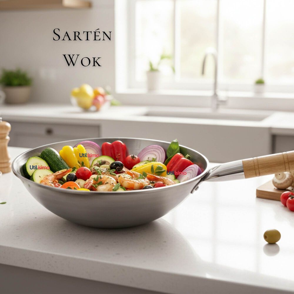 Sart&eacute;n Wok Tradicional Chino De 37cm Acero Al Carbono image number 8.0