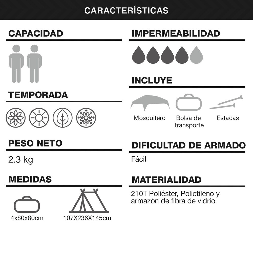 Carpa Pop Up 2 Personas Naranjo image number 3.0