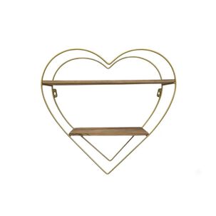 Estante Flotante Coraz&oacute;n Repisa Organizador Pared Dorado