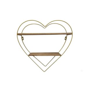 Estante Flotante Coraz&oacute;n Repisa Organizador Pared Dorado