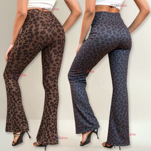 Calza Palazzo Con Dise&ntilde;o Leopardo Polar Tiro Alto Mujer Leggings