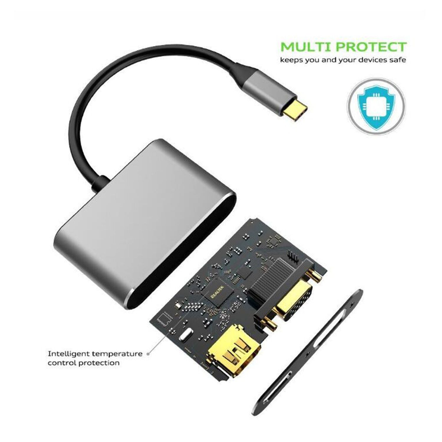 Hub Adaptador 4 En 1 Type-c A Hdmi 4k + Vga + Usb 3.0+ Usb C image number 9.0