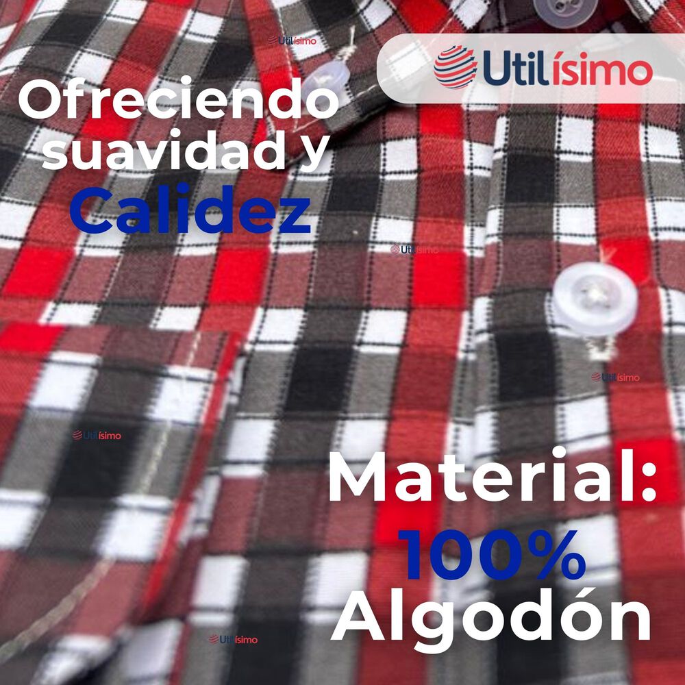 Camisa Huaso Cuadrillé Cuadro Manga Larga 100% Algodón Negro Rojo Casual image number 5.0