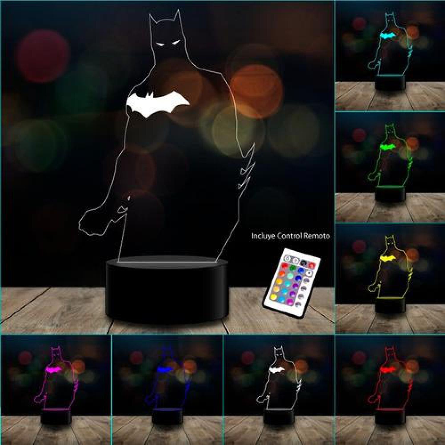 Lampara 3d Batman 2 Murci&eacute;lago Control Remoto image number 1.0