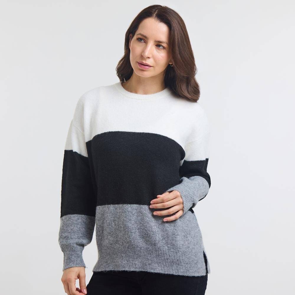 Sweater Bloque Color Regular Manga Larga Cuello Redondo Mujer Geeps image number 2.0