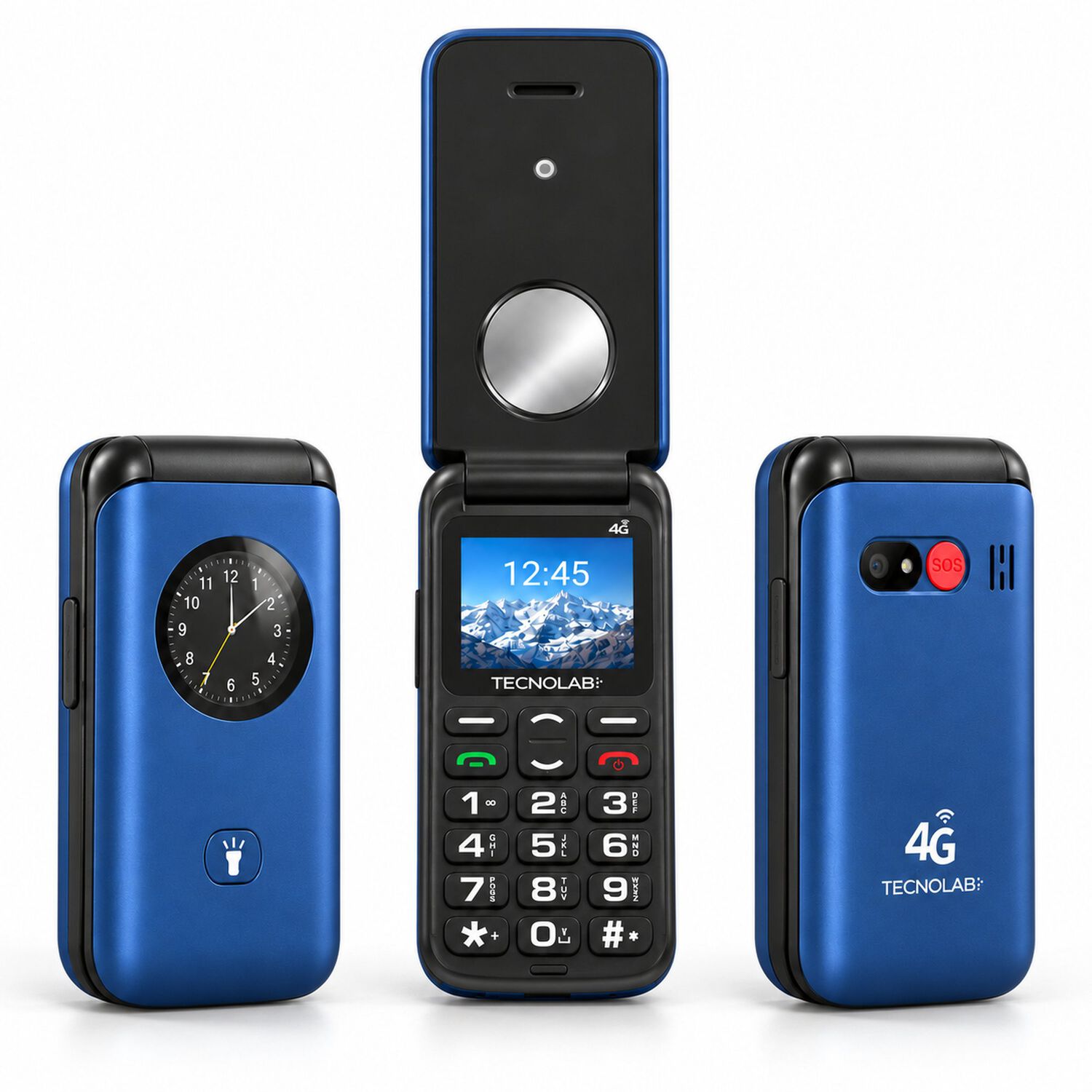 Celular Adulto Mayor 4g Tipo Almeja Liberado Botón Sos Azul