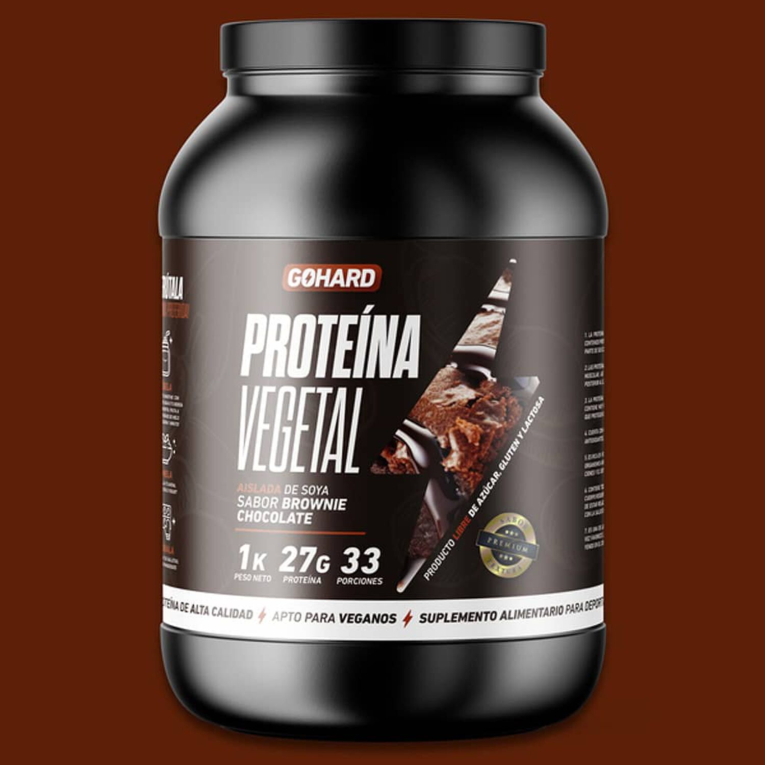 Prote&iacute;na Vegetal Soya Gohard 1kg Sabor Brownie Chocolate image number 2.0