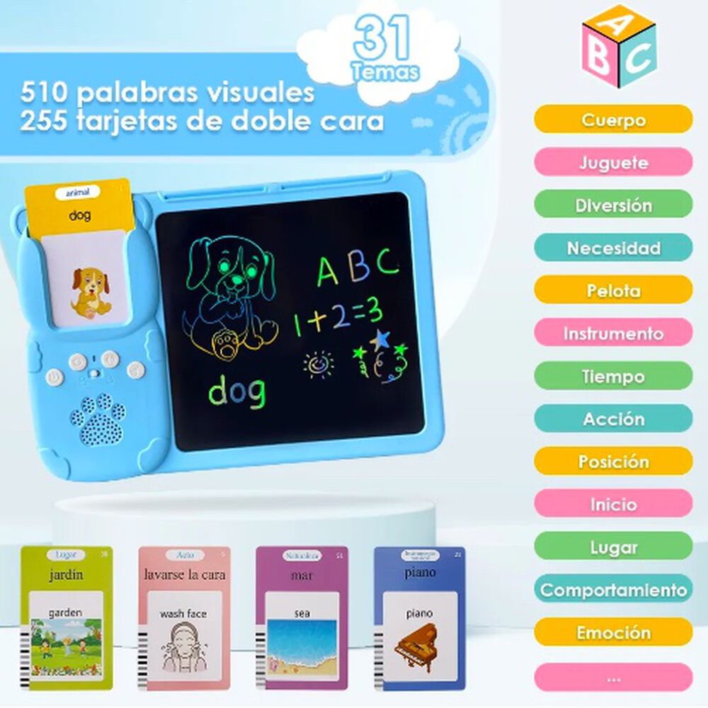 Tablero Did&aacute;ctico Con 255 Tarjetas Espa&ntilde;ol-ingl&eacute;s Para Ni&ntilde;os image number 1.0