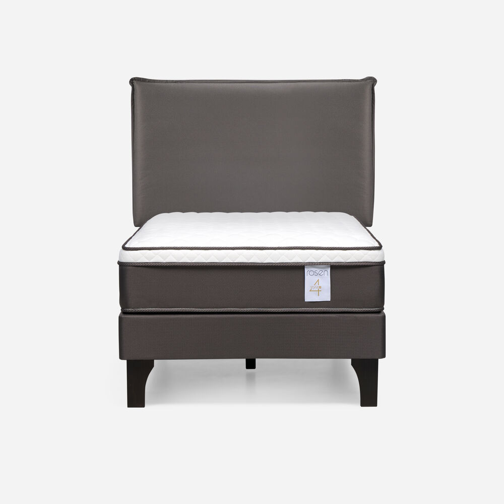 Cama Europea Rosen New Style 4 Plus / 1.5 Plazas / Base Normal  + Respaldo Maurice Chocolate image number 0.0