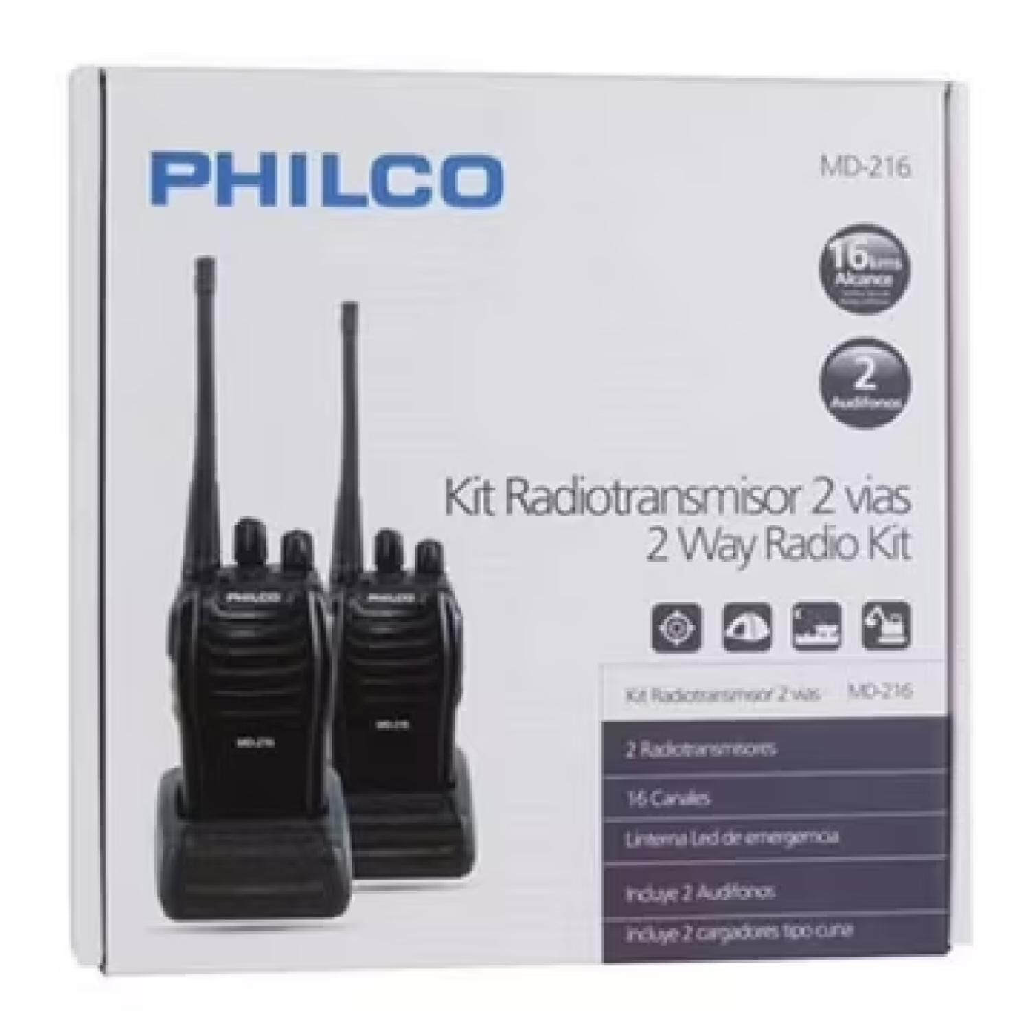 Kit 2 Radios Transmisores Walkie Talkie 16kms Negro image number 3.0